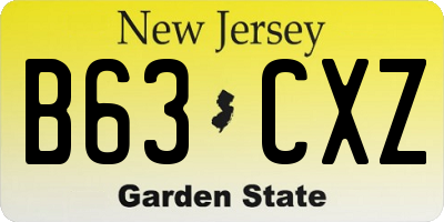 NJ license plate B63CXZ