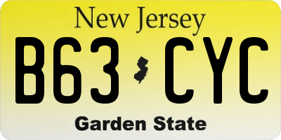 NJ license plate B63CYC