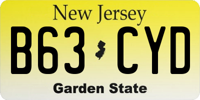 NJ license plate B63CYD