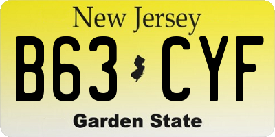 NJ license plate B63CYF