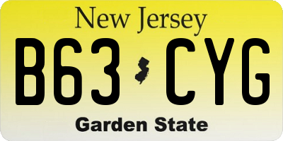 NJ license plate B63CYG