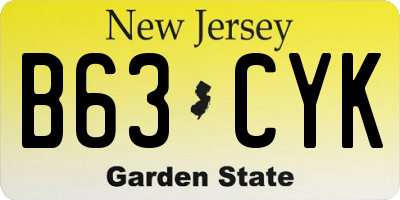 NJ license plate B63CYK