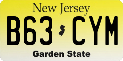 NJ license plate B63CYM
