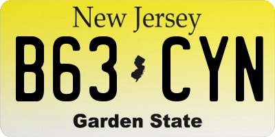 NJ license plate B63CYN