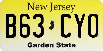NJ license plate B63CYO