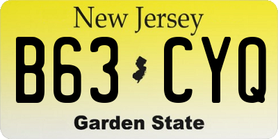 NJ license plate B63CYQ