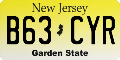 NJ license plate B63CYR