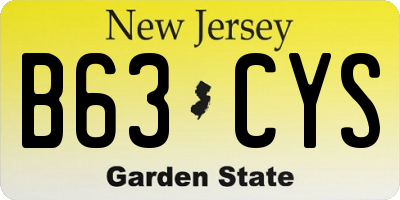 NJ license plate B63CYS