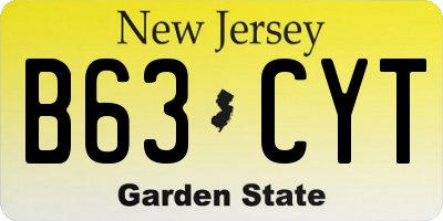 NJ license plate B63CYT