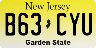 NJ license plate B63CYU