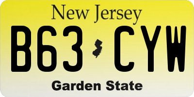 NJ license plate B63CYW