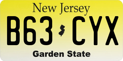 NJ license plate B63CYX