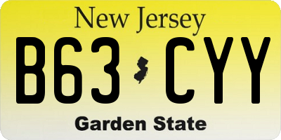 NJ license plate B63CYY