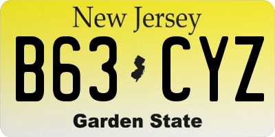 NJ license plate B63CYZ