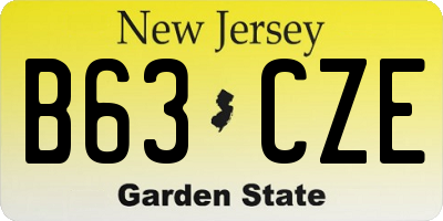 NJ license plate B63CZE