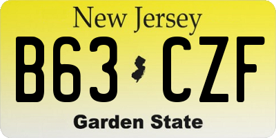 NJ license plate B63CZF