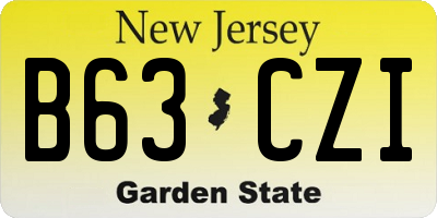 NJ license plate B63CZI