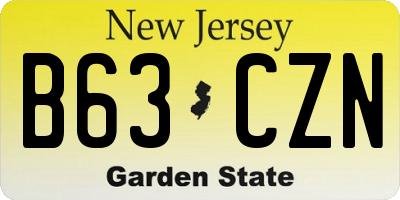 NJ license plate B63CZN