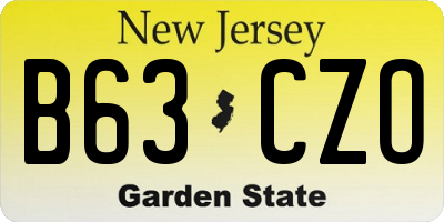 NJ license plate B63CZO