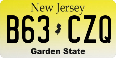 NJ license plate B63CZQ