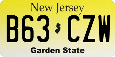 NJ license plate B63CZW