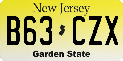 NJ license plate B63CZX