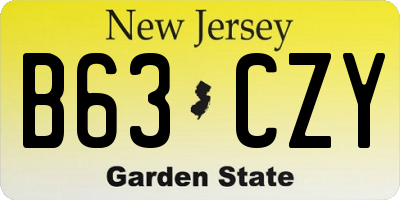 NJ license plate B63CZY