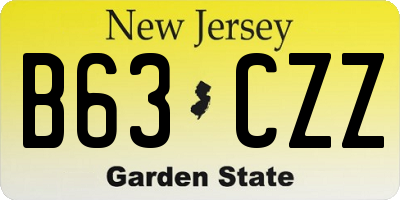 NJ license plate B63CZZ