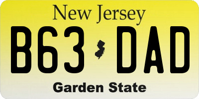 NJ license plate B63DAD