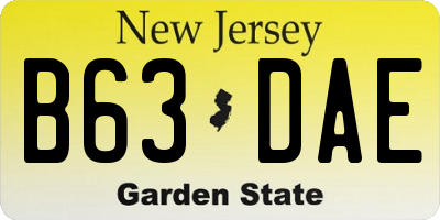 NJ license plate B63DAE