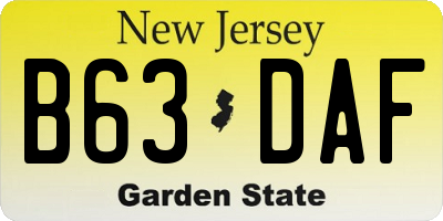 NJ license plate B63DAF