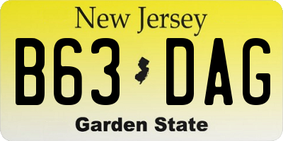 NJ license plate B63DAG