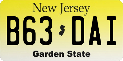 NJ license plate B63DAI