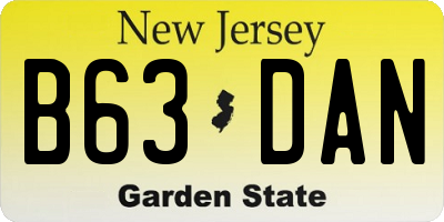NJ license plate B63DAN