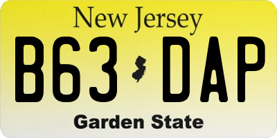 NJ license plate B63DAP