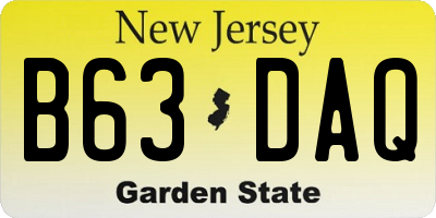 NJ license plate B63DAQ