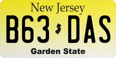 NJ license plate B63DAS
