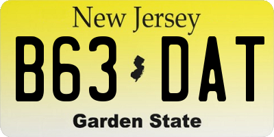 NJ license plate B63DAT