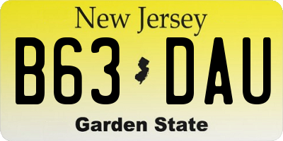 NJ license plate B63DAU