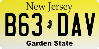 NJ license plate B63DAV