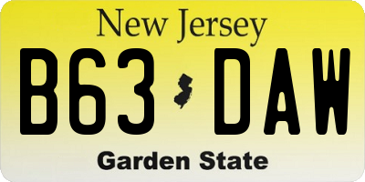 NJ license plate B63DAW