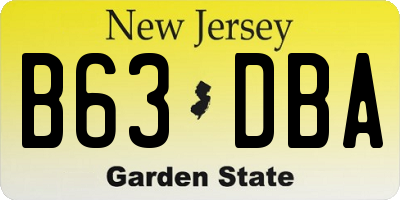 NJ license plate B63DBA