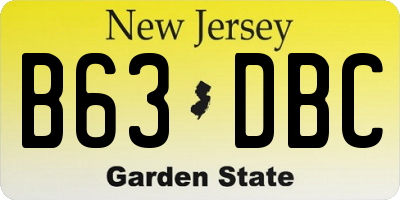 NJ license plate B63DBC