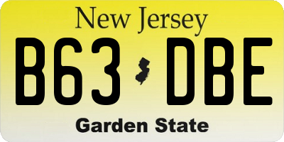 NJ license plate B63DBE