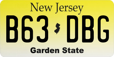 NJ license plate B63DBG