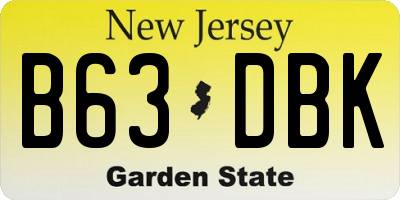 NJ license plate B63DBK