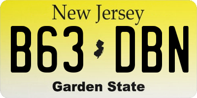NJ license plate B63DBN