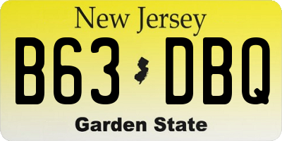 NJ license plate B63DBQ