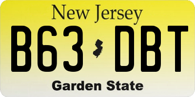 NJ license plate B63DBT