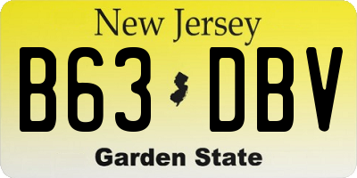NJ license plate B63DBV